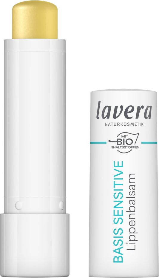 lavera basis sensitive Lippenbalsam - für sensible Lippen - spendet Feuchtigkeit & beruhigt - pflegt geschmeidig - Naturkosmetik - 1 Stück
