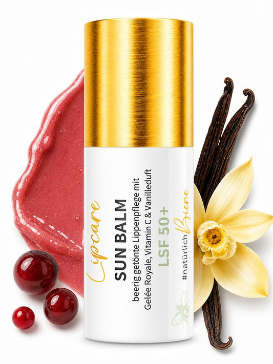 bedrop Sun Balm LSF 50+ | getönte Lippenpflege mit Gelée Royale, Manuka & zartem Vanilleduft - Sonnenschutz mit SPF gegen Sonnenschäden