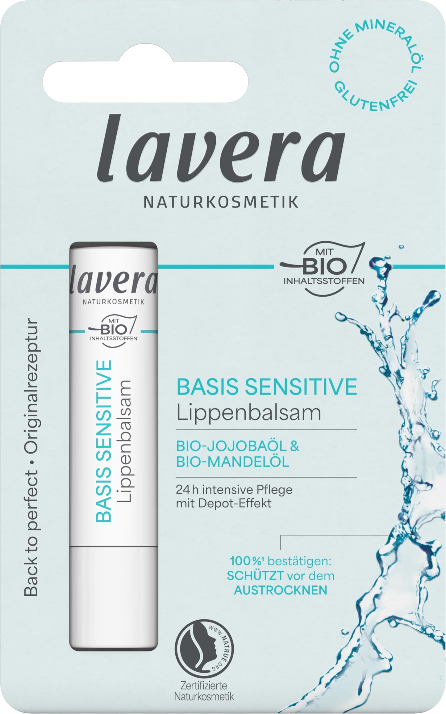 lavera basis sensitive Lippenbalsam - für sensible Lippen - spendet Feuchtigkeit & beruhigt - pflegt geschmeidig - Naturkosmetik - 1 Stück