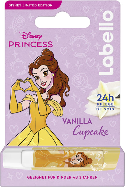 Labello Vanilla Cupcake Limited Disney Princess Edition, duftender Lippenpflegestift mit süßem Vanillearoma, pflegender Lippenbalsam für Kinder ab 3 Jahren (4,8 g)